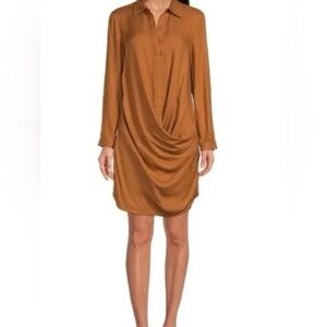 Gianni Bini M Maple Daphne Long Sleeve Draped Collar Shirt Dress